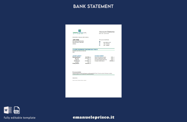 modello Excel di estratto conto bancario del Libano degli Emirati Arabi Uniti in